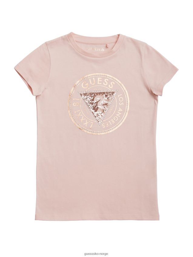 Guess cheska-utsmykket logo-t-skjorte (2-6) rosa blonder rosa blonder pike F0LJ809052