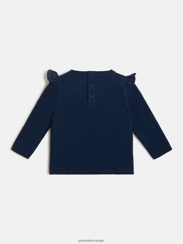 Guess chiffon frills t-skjorte blå blå pike F0LJ801889