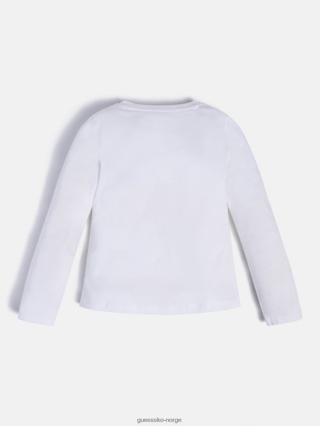 Guess front trekant logo t-skjorte hvit hvit pike F0LJ802318