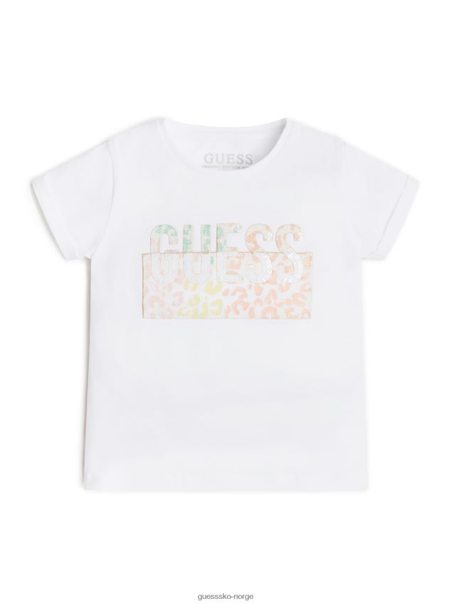 Guess glitter leopard logo t-skjorte (2-7) ren hvit Ren hvit pike F0LJ8011478