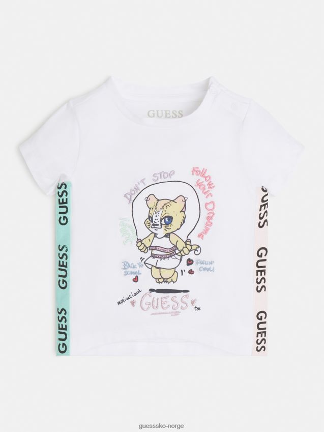 Guess hvit front print t-skjorte ny trend hvit pike F0LJ802185
