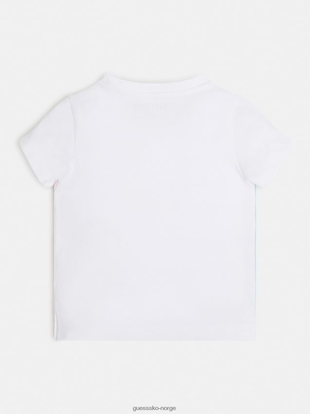 Guess hvit front print t-skjorte ny trend hvit pike F0LJ802185