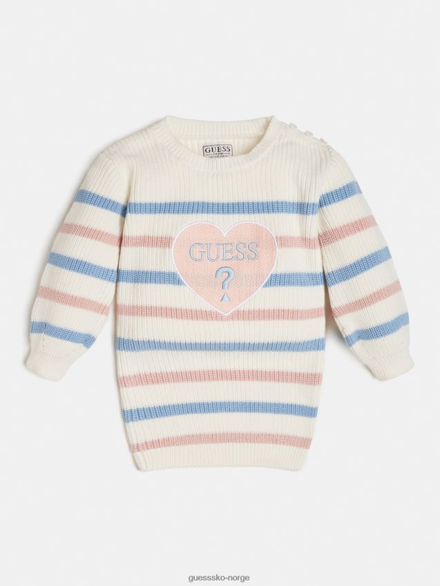 Guess hvit multi stripete kjole hvit multi pike F0LJ802056