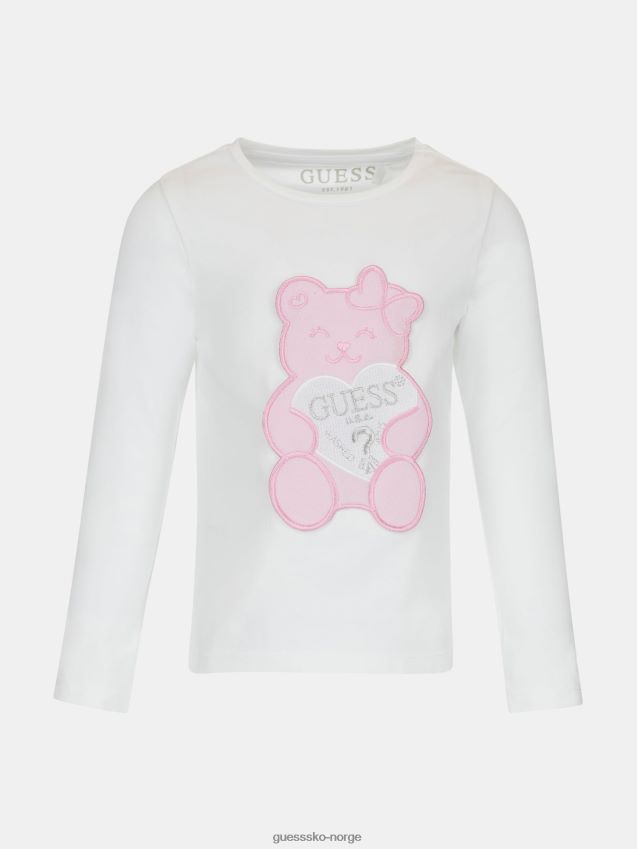 Guess hvit t-skjorte med logo foran hvit pike F0LJ802281