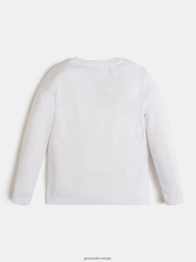 Guess hvit t-skjorte med logo foran hvit pike F0LJ802281