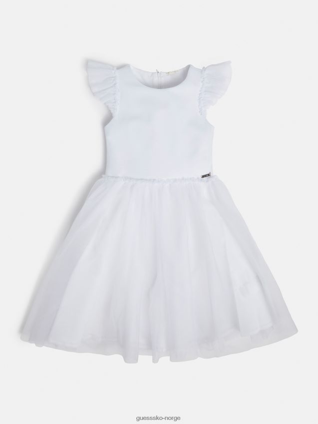 Guess hvit tyllinnsatskjole hvit pike F0LJ802235