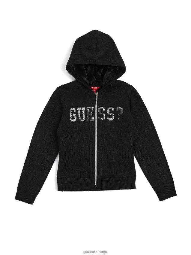 Guess jet black maria hettegenser med glidelås (2-6) kulsvart pike F0LJ809064