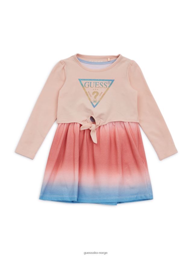 Guess langermet jerseykjole (2-7) rosa roser rosa roser pike F0LJ8011488