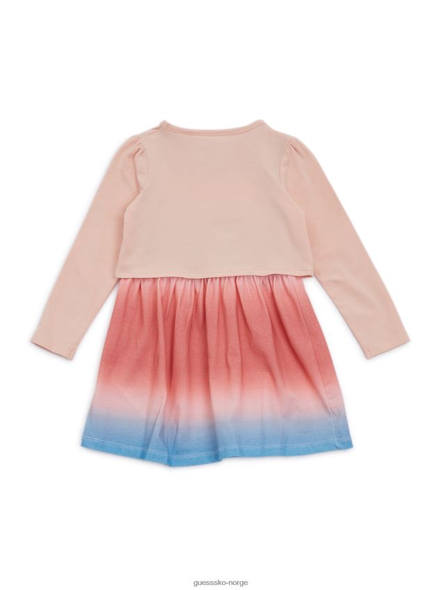 Guess langermet jerseykjole (2-7) rosa roser rosa roser pike F0LJ8011488