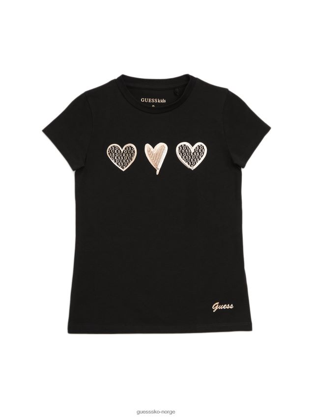 Guess libi hearts t-skjorte (2-6) kulsort kulsvart pike F0LJ809054