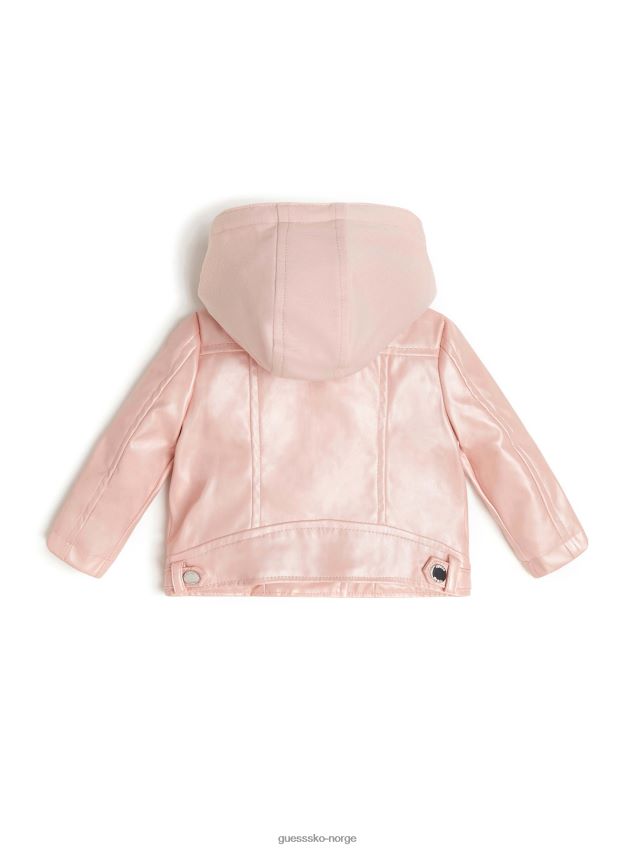 Guess metallisk imitert skinnjakke (2-7) rosa roser rosa roser pike F0LJ8011502