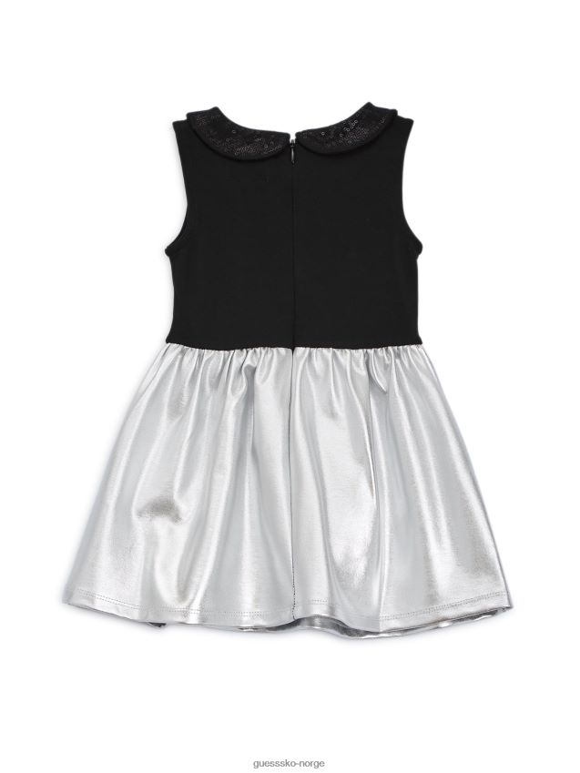 Guess metallisk kjole (4-7) laminert sølv på sort laminert sølv på sort pike F0LJ8011637