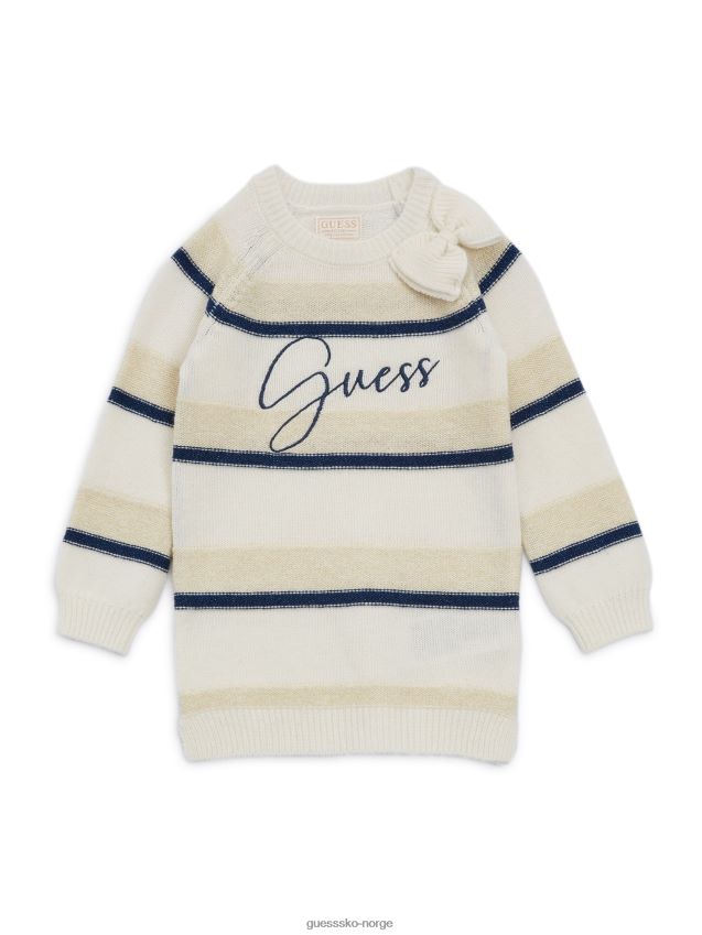 Guess midi genser kjole (2-7) hvit og lys gull kam hvit og lys gull kam pike F0LJ8011228