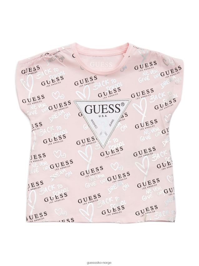 Guess old school print trykt trekant logo t-skjorte (2-7) gammelt skoletrykk pike F0LJ8011364