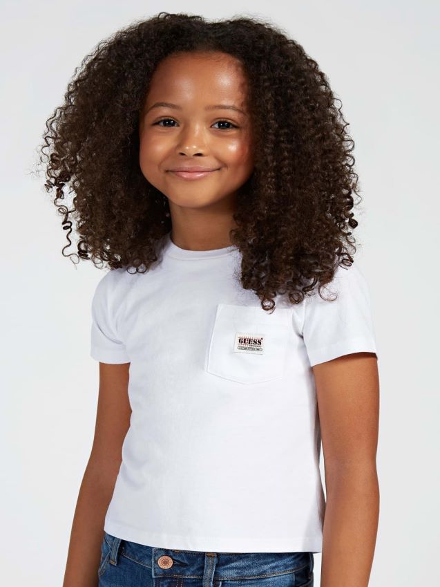 Guess original lomme-t-skjorte (2-14) Ren hvit pike F0LJ8011384