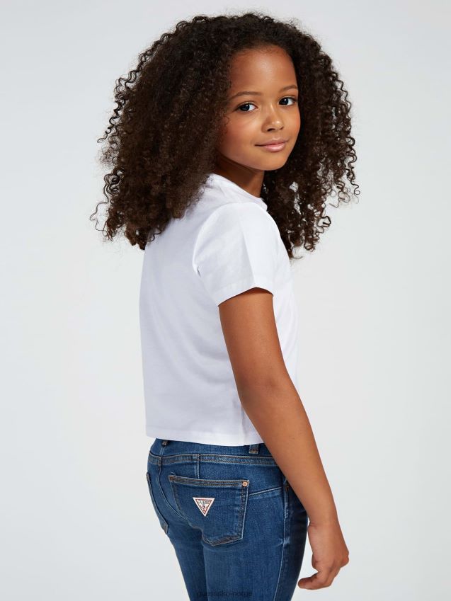 Guess original lomme-t-skjorte (2-14) Ren hvit pike F0LJ8011384