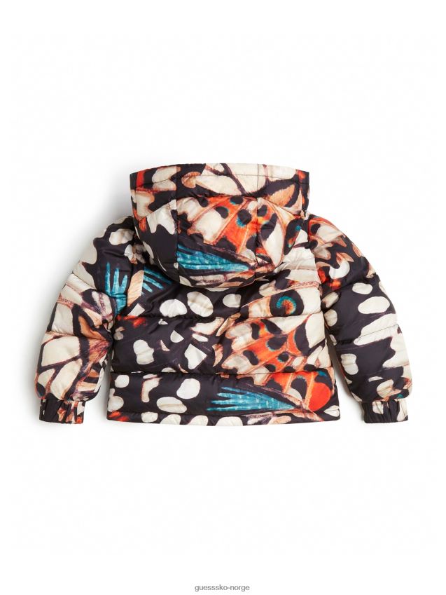 Guess polstret hettejakke med trykt sommerfugltrykk (2-7) sommerfugltrykk pike F0LJ8011195