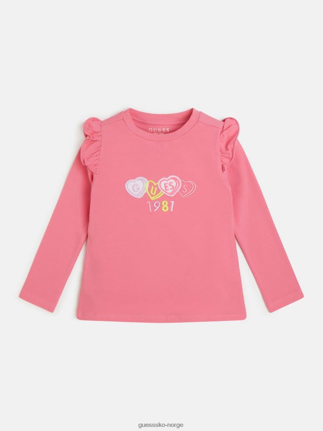 Guess rosa frills t-skjorte rosa pike F0LJ801915