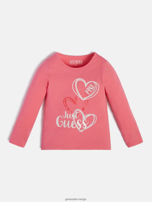 Guess rosa t-skjorte med logo foran rosa pike F0LJ802438