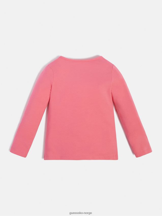 Guess rosa t-skjorte med logo foran rosa pike F0LJ802438