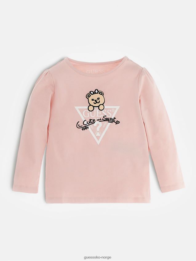 Guess rosa t-skjorte med trykk foran rosa pike F0LJ801731