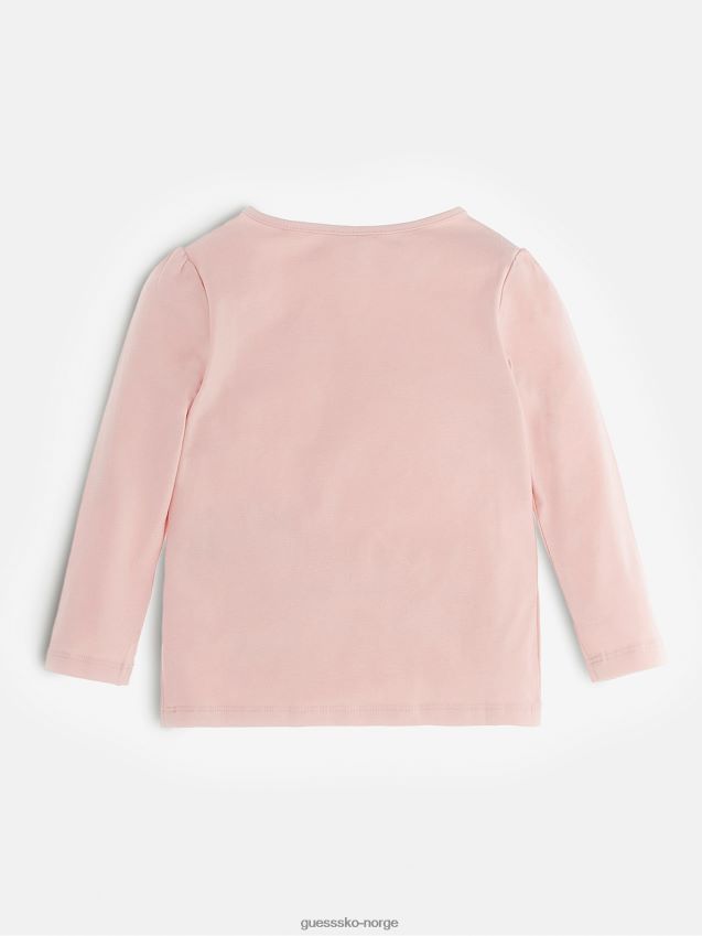 Guess rosa t-skjorte med trykk foran rosa pike F0LJ801731