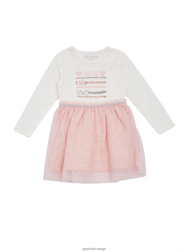 Guess salt hvit jersey mesh kjole (2-7) salt hvit pike F0LJ8011440