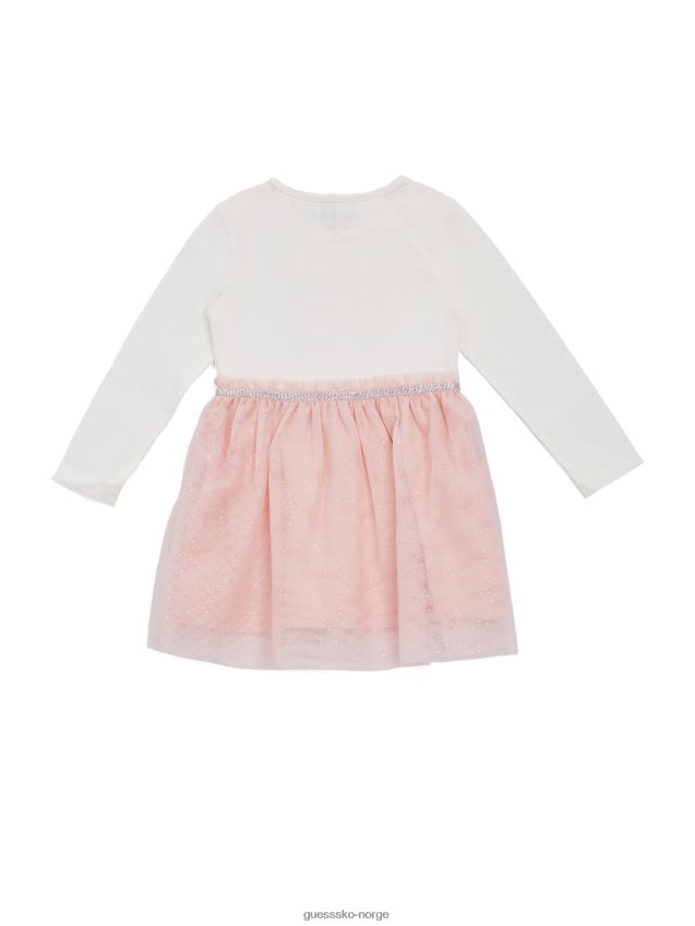 Guess salt hvit jersey mesh kjole (2-7) salt hvit pike F0LJ8011440