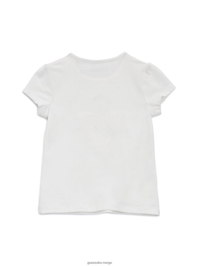 Guess salt hvit teddy glitter logo-t-skjorte (2-7) salt hvit pike F0LJ8011390