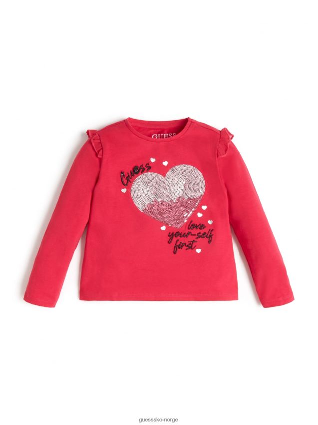 Guess suvenir rosa volang-t-skjorte med paljett (2-6) suvenir rosa pike F0LJ8011652
