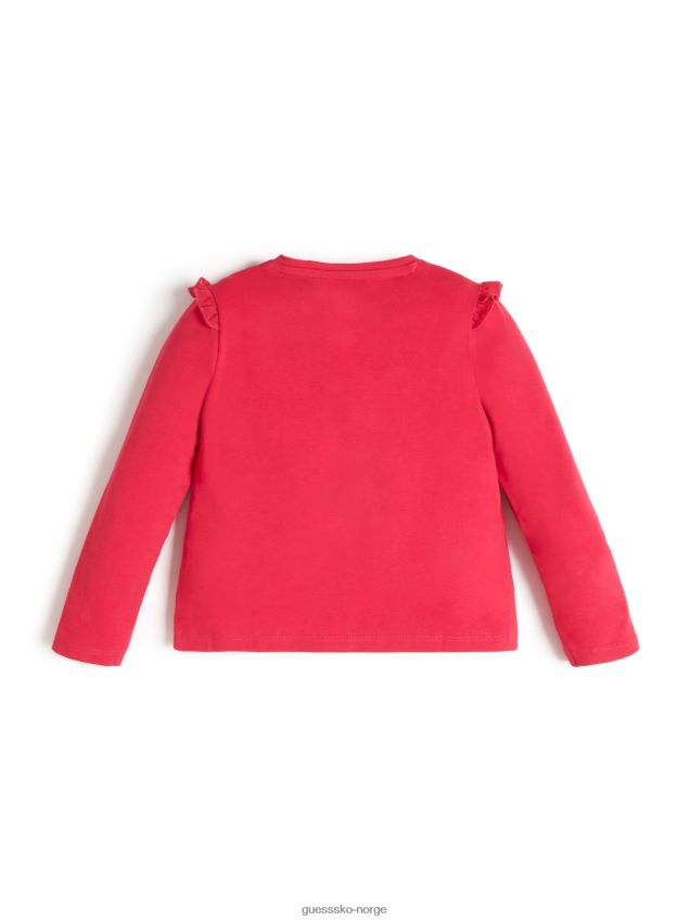 Guess suvenir rosa volang-t-skjorte med paljett (2-6) suvenir rosa pike F0LJ8011652