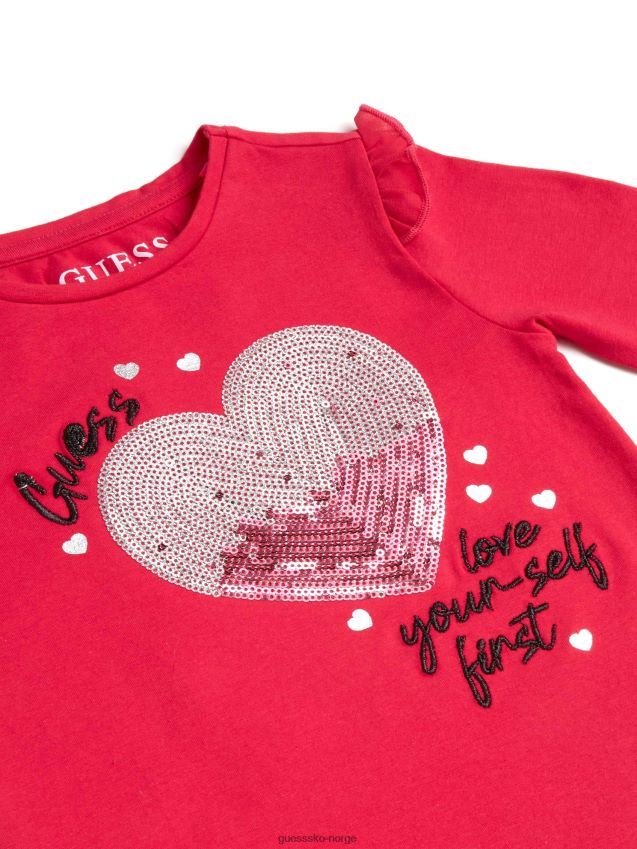 Guess suvenir rosa volang-t-skjorte med paljett (2-6) suvenir rosa pike F0LJ8011652