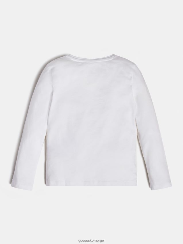 Guess t-skjorte med hvit trykk hvit pike F0LJ802434