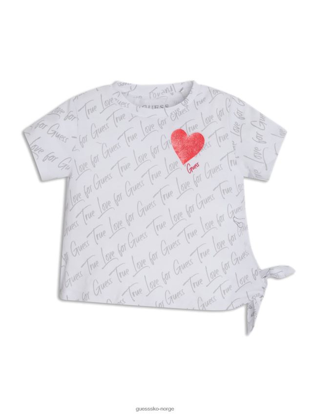 Guess t-skjorte med knute-logotrykk (3m-7) hvit oversize-logo hvit oversize logo pike F0LJ8011468