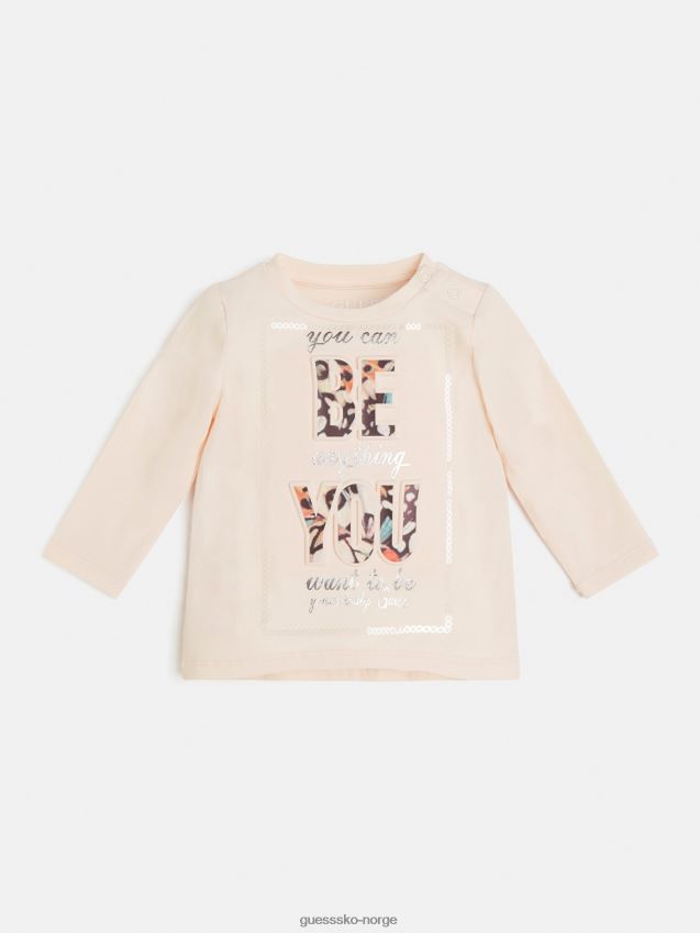 Guess t-skjorte med preget foran lys rosa lyserosa pike F0LJ801832