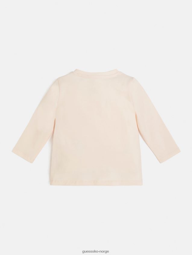 Guess t-skjorte med preget foran lys rosa lyserosa pike F0LJ801832