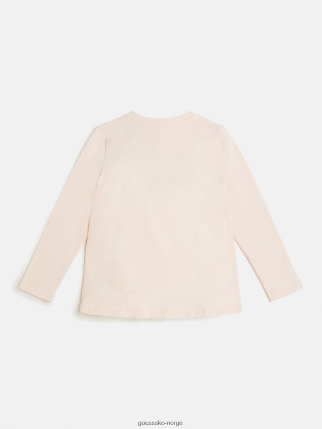 Guess t-skjorte med preget foran lys rosa lyserosa pike F0LJ801832