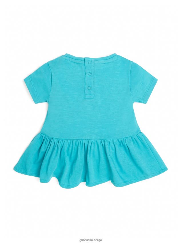 Guess topas blå tropisk logo peplum tee (2-7) topas blå pike F0LJ8011471