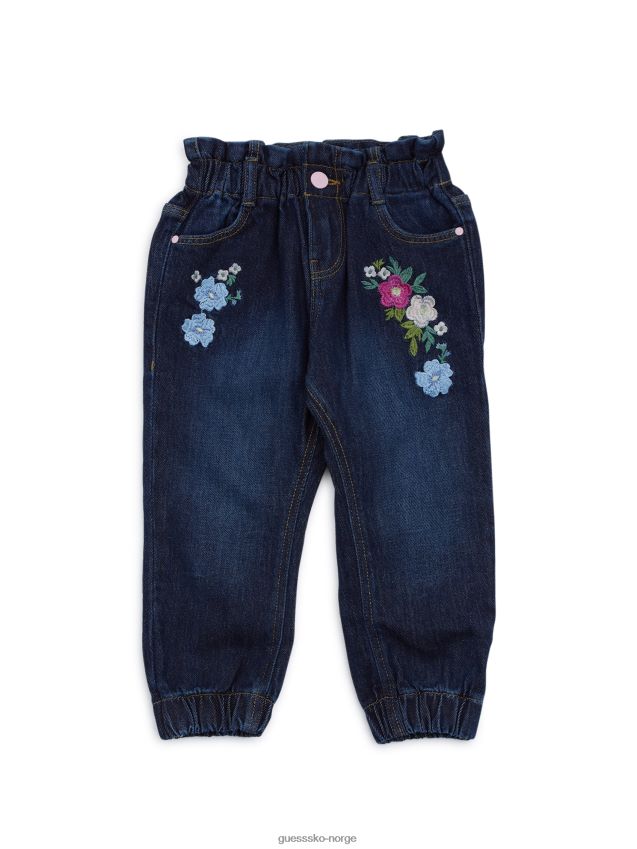 Guess broderte paperbag jeans (3m-7) dyp blå med blomster wa dyp blå med blomster wa pike F0LJ8011171