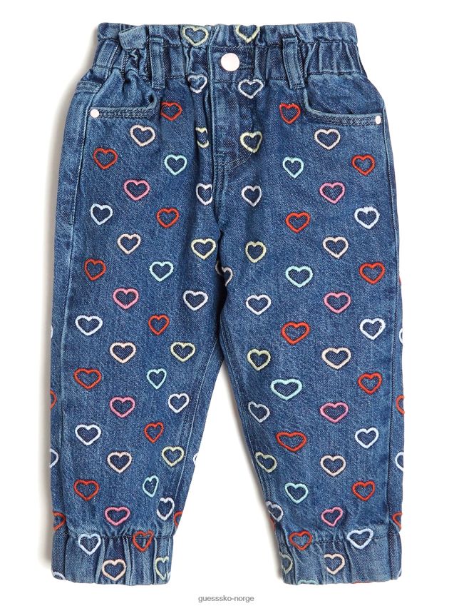 Guess flerfarget brodert wa denim paperbag bukser (2-7) flerfarget brodert wa pike F0LJ8011509