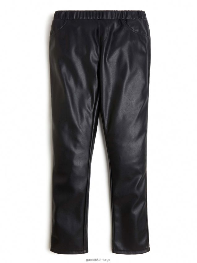 Guess kulsvarte leggings i imitert skinn (7-16) kulsvart pike F0LJ8011536