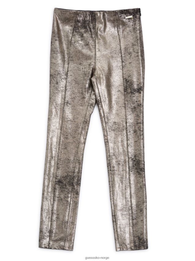 Guess laminert gull på svartbelagte leggings i semsket skinn (7-16) laminert gull på sort pike F0LJ8011186