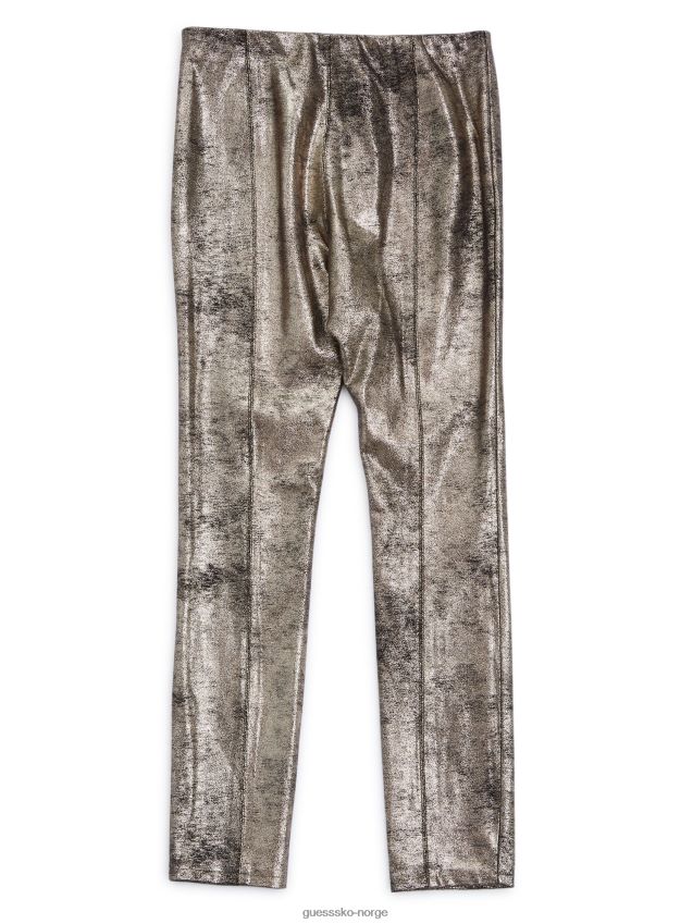 Guess laminert gull på svartbelagte leggings i semsket skinn (7-16) laminert gull på sort pike F0LJ8011186