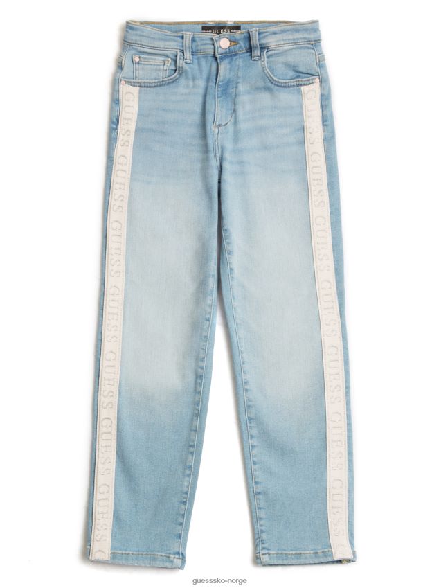 Guess logotape jeans med rette ben (7-16) krystall frossen m/tape krystall frossen m/tape pike F0LJ8011333