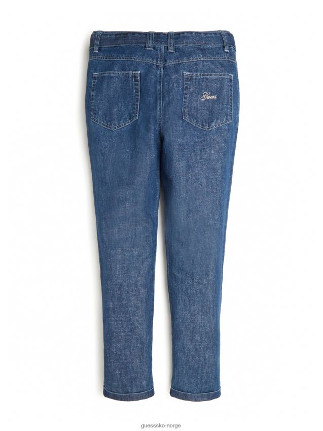 Guess lurex medium blå vask skinnende jeans med belte (7-14) lurex mellomblå vask pike F0LJ8011350
