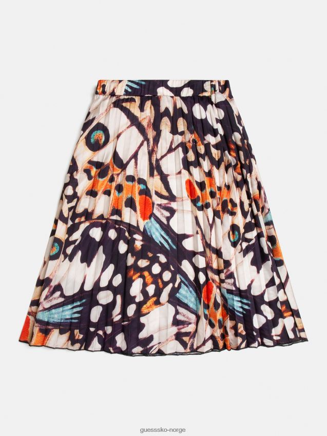 Guess multifarget midi-skjørtmønster med hele printet flerfarget mønster pike F0LJ802180