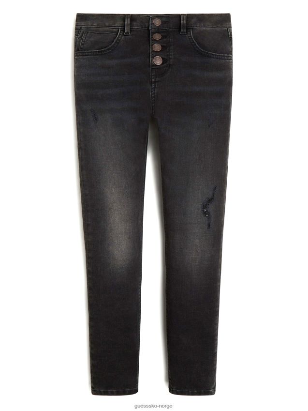Guess svarte, svarte, ikonvaskede skinny-jeans med knapper (7-14) svart svart ikonvask pike F0LJ8011289