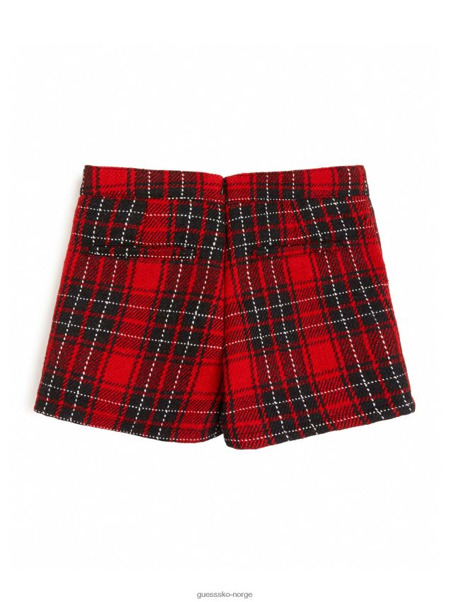 Guess tartan rutete shorts (7-16) rød/blk rutete kombinasjon rød/blk sjekk kombinasjon pike F0LJ8011260