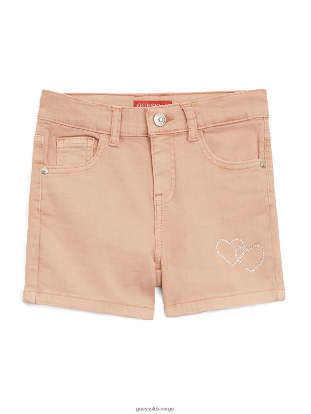 Guess zahara farget rhinestone shorts (7-14) ferskenrose fersken rose pike F0LJ809081