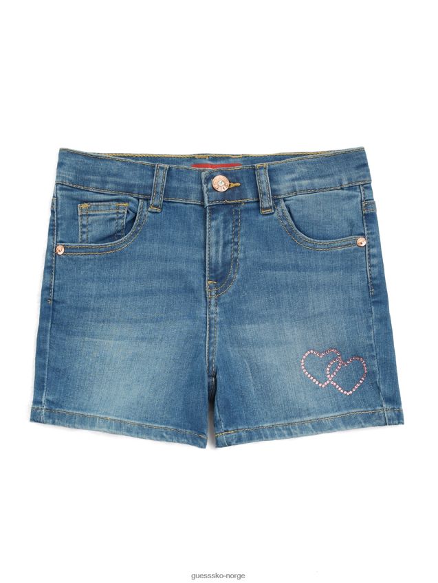 Guess zahara rhinestone denimshorts (7-14) lett vask lett vask pike F0LJ809096